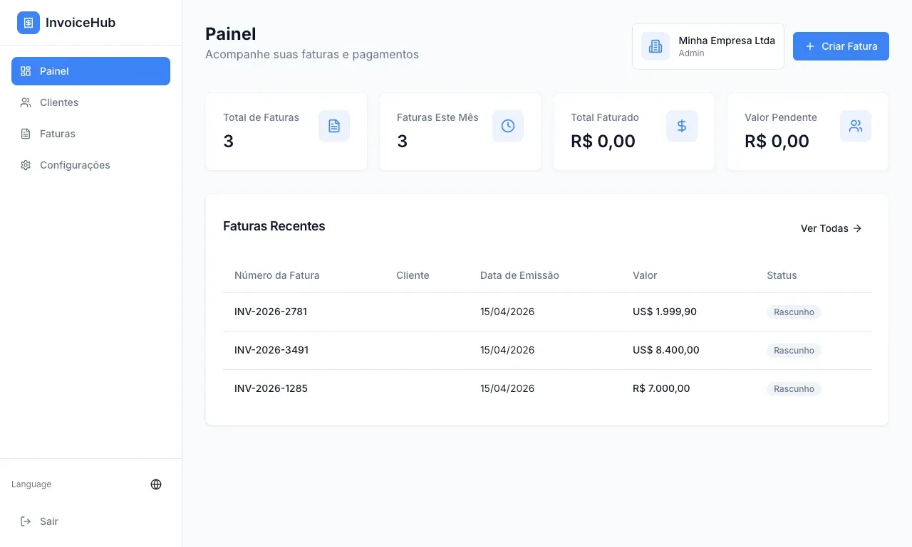 InvoiceHub — painel de faturas